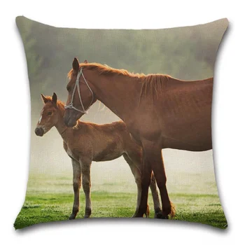 Семья лошадей, животные, любовь к дикой природе, Бежевый чехол для подушки, украшение для наволочки для домашней комнаты, Диван, кресло, подарок другу